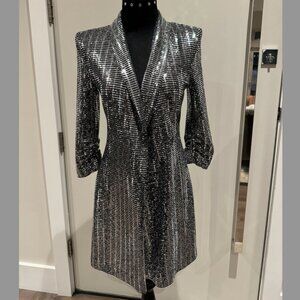 Zara Silver Sequin Blazer Dress